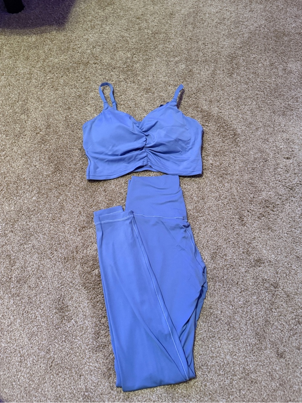aerie Periwinkle Ruched Crop Tank & High-Waist Leggings Set